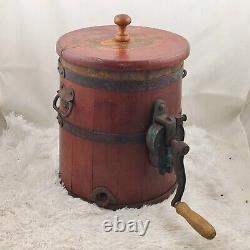 Antique ZSCHOCKE Primitive Old Butter Churn Wood Barrel Drum Maker