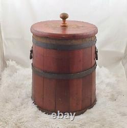 Antique ZSCHOCKE Primitive Old Butter Churn Wood Barrel Drum Maker