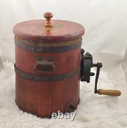 Antique ZSCHOCKE Primitive Old Butter Churn Wood Barrel Drum Maker