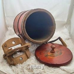 Antique ZSCHOCKE Primitive Old Butter Churn Wood Barrel Drum Maker