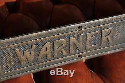 Antique brass or bronze WARNER ELEVATOR Builders Plate Plaque Sign 50 Hotel Old