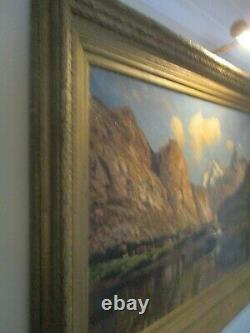 Antique large landscape painting old master dutch von ditten 1890 man cave gem