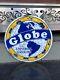 Antique Old Original Globe Universal Gasoline Advertising Round Tin Sign Board