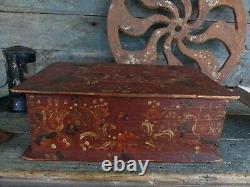 Antique primitive 18th c pa dutch document box dated 1782 signed KPL old paint
