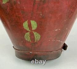 Antique tin French grape picking hod backpack old red paint France vineyard