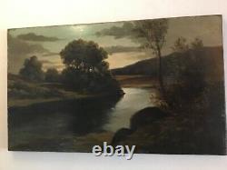 Antique vintage very old original oil painting on canvas signed Otto Richten