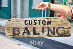 Antique wood trade sign Custom Baling Hay Lumber Farm vintage agriculture old