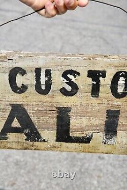 Antique wood trade sign Custom Baling Hay Lumber Farm vintage agriculture old