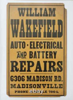 Antique woodblock poster madisonville old cincinnati ohio auto repair sign