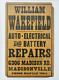 Antique Woodblock Poster Madisonville Old Cincinnati Ohio Auto Repair Sign