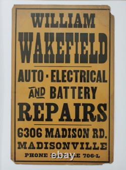 Antique woodblock poster madisonville old cincinnati ohio auto repair sign