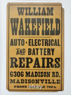 Antique woodblock poster madisonville old cincinnati ohio auto repair sign