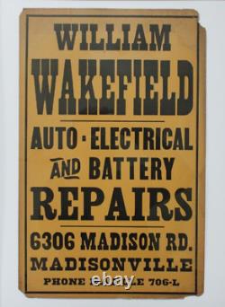 Antique woodblock poster madisonville old cincinnati ohio auto repair sign