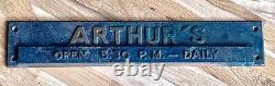 Arthur's Antique Brass Advertising Bar Pub Building Business Sign Plaque Vtg Old
