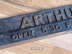 Arthur's Antique Brass Advertising Bar Pub Building Business Sign Plaque Vtg Old