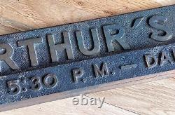 Arthur's Antique Brass Advertising Bar Pub Building Business Sign Plaque Vtg Old