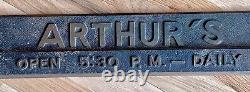 Arthur's Antique Brass Advertising Bar Pub Building Business Sign Plaque Vtg Old