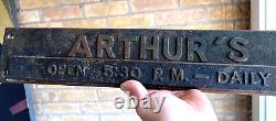 Arthur's Antique Brass Advertising Bar Pub Building Business Sign Plaque Vtg Old