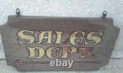 Awesome Old Sales Dept Double Sided Thick Wooden Sign. Look