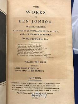 BEN JONSON Complete Works RIVIERE SIGNED BINDINGS Leather Set ANTIQUE BOOKS Old