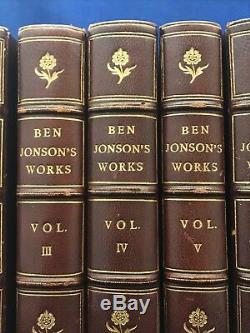 BEN JONSON Complete Works RIVIERE SIGNED BINDINGS Leather Set ANTIQUE BOOKS Old