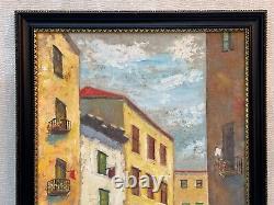 Ben Benn Old Naive Antique Oil Painting Village Figures Fauvist Fauvism Signed