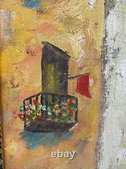 Ben Benn Old Naive Antique Oil Painting Village Figures Fauvist Fauvism Signed