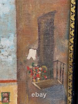 Ben Benn Old Naive Antique Oil Painting Village Figures Fauvist Fauvism Signed