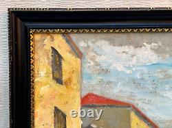 Ben Benn Old Naive Antique Oil Painting Village Figures Fauvist Fauvism Signed