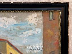 Ben Benn Old Naive Antique Oil Painting Village Figures Fauvist Fauvism Signed