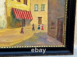 Ben Benn Old Naive Antique Oil Painting Village Figures Fauvist Fauvism Signed