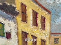 Ben Benn Old Naive Antique Oil Painting Village Figures Fauvist Fauvism Signed