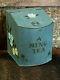 Best Old Blue Paint Primitive A Ming Tea Darjeeling Tea Metal Tin Box Hinged Lid