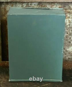 Best Old Blue Paint Primitive A Ming Tea Darjeeling Tea Metal Tin Box hinged lid