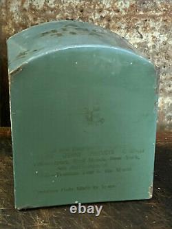 Best Old Blue Paint Primitive A Ming Tea Darjeeling Tea Metal Tin Box hinged lid