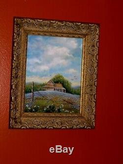 Bluebonnet Landscape Texas Hill Country Old Rural House Fence Birds Oil Painting