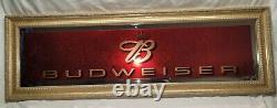 Budweiser Beer Sign Gold Antique Frame Art Decco Mirror Old Vtg Pub Bar Man Cave