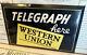 C1910 Antique Celluloid Sign Vintage Western Union Telegraph Old Wu Advertising