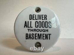 C1910 Vintage Porcelain Ceramic Apartment House Push Antique Old Door Sign RARE