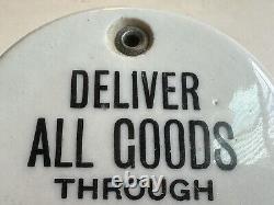C1910 Vintage Porcelain Ceramic Apartment House Push Antique Old Door Sign RARE