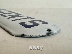 C1910 Vintage Porcelain NO AGENTS Antique Enamel Door Old Advertising Sign MINT