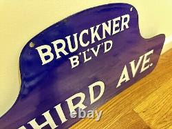 C1916 Antique BRONX NY Porcelain Humpback Vintage NYC Old Municipal Street Sign