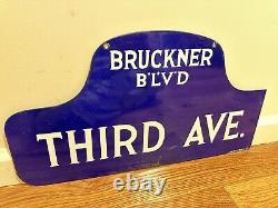 C1916 Antique BRONX NY Porcelain Humpback Vintage NYC Old Municipal Street Sign