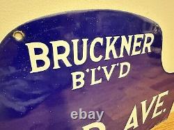 C1916 Antique BRONX NY Porcelain Humpback Vintage NYC Old Municipal Street Sign