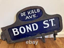 C1916 Antique Brooklyn NY Porcelain Vintage Humpback NYC Old Enamel Street Sign