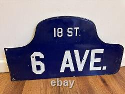 C1916 Antique Brooklyn NY Porcelain Vintage Humpback NYC Old Enamel Street Sign