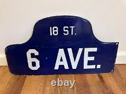 C1916 Antique Brooklyn NY Porcelain Vintage Humpback NYC Old Enamel Street Sign