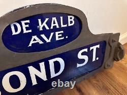 C1916 Antique Brooklyn NY Porcelain Vintage Humpback NYC Old Enamel Street Sign