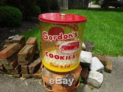C1930s-40s GORDON'S COOKIES Old General Store CANISTER JAR SIGN Crisp Graphics
