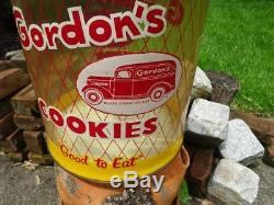 C1930s-40s GORDON'S COOKIES Old General Store CANISTER JAR SIGN Crisp Graphics